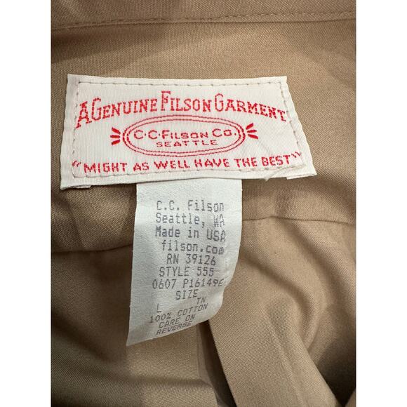 Filson 555 Padded Short Sleeve Heavy 100% Cotton Shooting Shirt Men's Size L - Picture 9 of 9